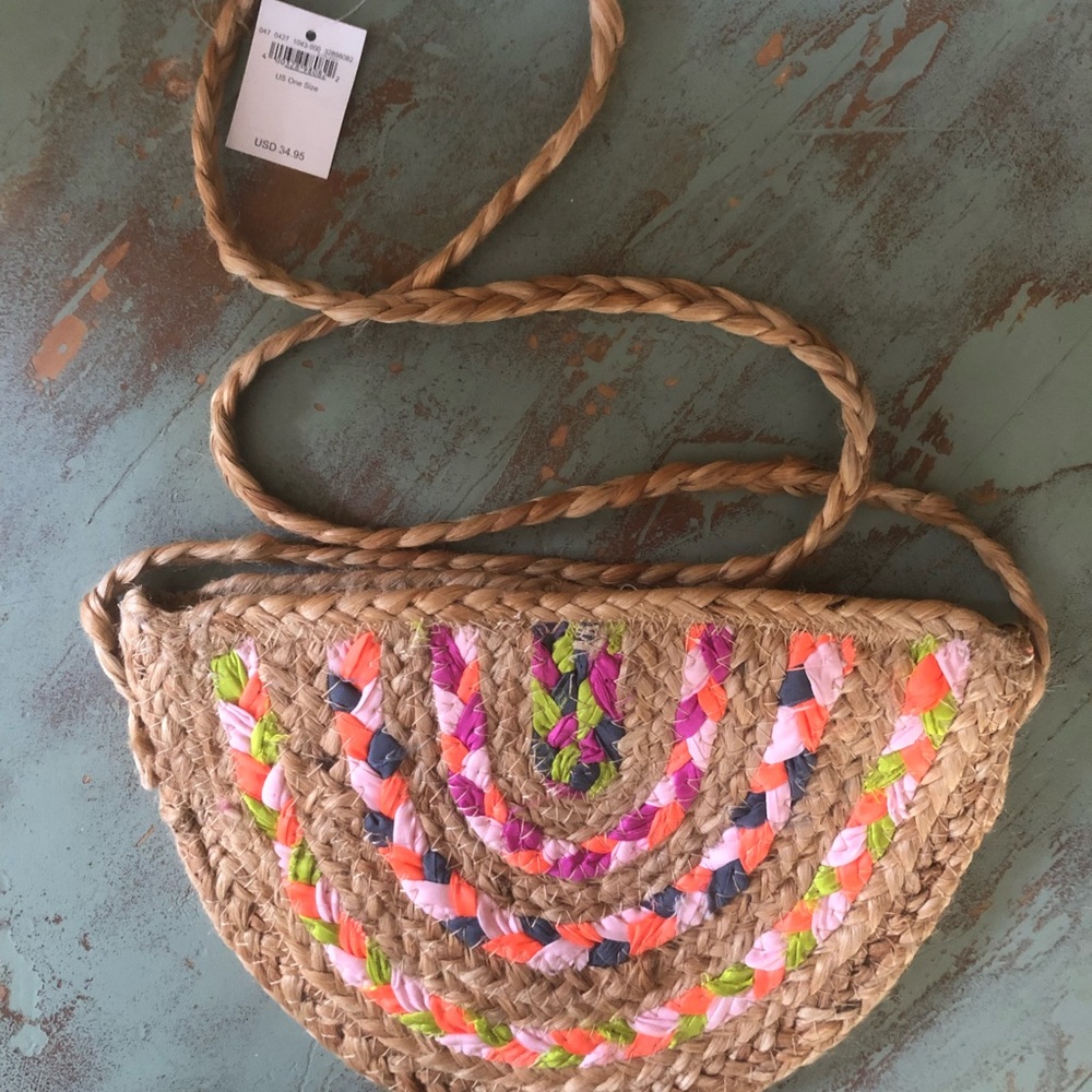 NWT American Eagle Cross body natural straw bag cute - Picture 2 of 2